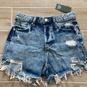 High rise denim shorts
